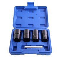 Jeu de 5 douilles extractrices d'écrous de roue, entraînement 1/2 pouce, pour écrous abîmés, en acier CR-MO, outils de réparation de pneus automobiles