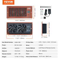 Ventilateur de suralimentation de registre VEVOR, ventilateur de suralimentation silencieux pour les trous de registre de 4 'X 10', évent intelligent de refroidissement par chauffage