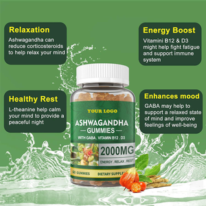 Gommose di Ashwagandha Biologica 2000mg con GABA, Vitamina B12 e <span class=keywords><strong>D3</strong></span>, Integratori Erboristici - Product Image 4