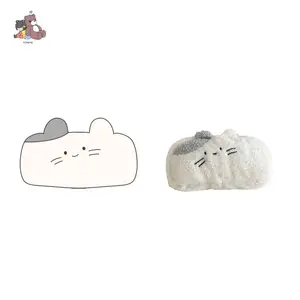 Sıcak satış özel plushie gri kedi Pencilcase kozmetik çantaları kız peluş kabarık makyaj çantası nakış logosu ile hediye olarak çocuklar için