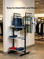 Étagère de magasin de vêtements de boutique Mingtang personnalisée, présentoir de vêtements en métal, présentoir de t-shirts pop-up pour boutique de vêtements