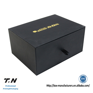 Custom Luxury <b>Gift</b> <b>Box</b> with UV Coating Sponge Lining Gold Foil Logo <b>Black</b> Slide Open Drawer Match - Product Image 2