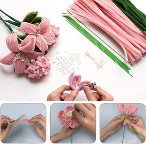 Высококачественная нечеткая проволока, оптовая продажа, стебли синели толщиной 8 мм, 100 шт., очиститель труб 10 мм, очиститель труб, цветок, букет, синели, стебли - Product Image 3