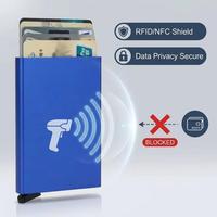Portefeuille mince en aluminium vierge avec logo personnalisé pour hommes, porte-cartes de crédit RFID pour le bureau, vente en gros