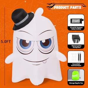 धूमकेतु 5 फीट ग्रीन लाइट भूत हेलोलीन इंफ्लेटेबल्स जो इनडोर आउटडोर पार्टियों के लिए बड़ी आंखों के उड़ाने वाली रोशनी - Product Image 6