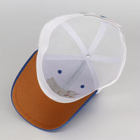 Blauwe Argyle Fruitkleurige Blok Baseball Cap Ademend Mesh Achterkant Trucker Pet met Kunstleren Patch Magische Sticker