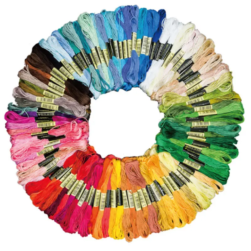 Juego de hilos de bordado de 100 colores de alta calidad, hilos de punto de cruz de algodón para tejer DIY