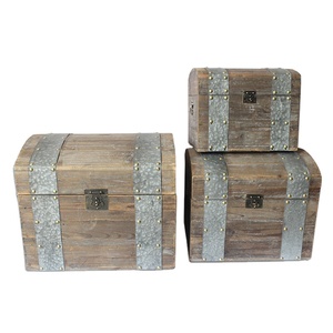 Luckywind <strong>Vintage</strong> Farmhouse Home Decor Handmade Natural Antique Reclaimed Wood Storage <strong>Trunk</strong> 20-35L Capacity Multifunctional - Product Image 4