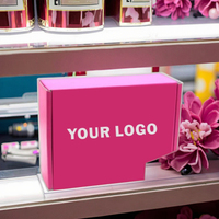 Boîte d'expédition postale en carton ondulé rose personnalisée avec logo pour cosmétiques