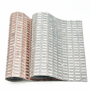 24x40 см блестящий кристалл горячее исправление клей сетка Стразы 5*15 стекло самоклеящийся красочный камень для мотива алмазные стразы лист - Product Image 4