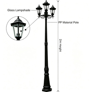 OEM IP44 Antique UV Resistant Plastic Garden Pole <strong>Light</strong> 2m E27 <strong>Victorian</strong> Outdoor Street Lamp <strong>Post</strong> PH6103 - Product Image 3