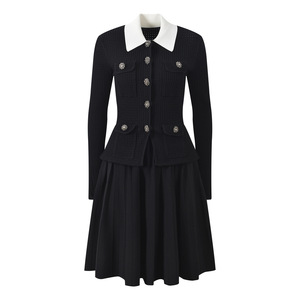 TJLSS Elegante Vestido De Noche Largo De Una Línea De Cuello Alto Vestido De Fiesta De Manga Larga (Color : Negro, Tamaño: 10