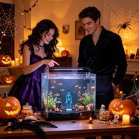 Squelette Dansant Luminescent pour Aquarium, Décoration de Bassin à Bulles avec Base à Ventouse et Utilisation Aquatique