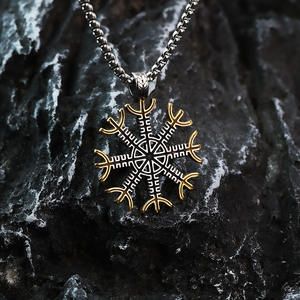 Collar de Hombre de Acero Inoxidable con Colgante de Copo de Nieve Nórdico, Diseño Geométrico, Joyería para Regalo - Product Image 4