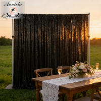 ANNIELU Rideau de fond en velours noir à sequins, très populaire, pour la décoration de scène de mariage, de fête et de photomaton