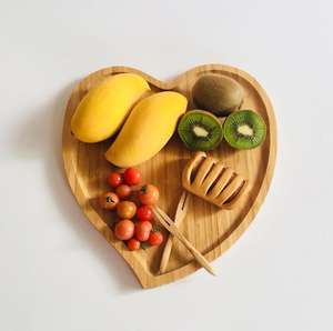 Eco Friendly Logo Personalizzato Solido di Snack di Frutta Da Dessert Cibo a Forma di Cuore Che Serve Piatto di Bambù Per Stoviglie - Product Image 4