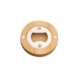Ouvre-bouteille magnétique rond personnalisé avec logo, gravure laser, aimant de réfrigérateur portable et multifonctionnel, cadeau - Product Image 1