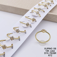 Bague de Fiançailles et de Mariage XUPING pour Femme, Plaqué Or 14K, Zircon Cubique Synthétique, Fine et Tendance, Vente en Gros