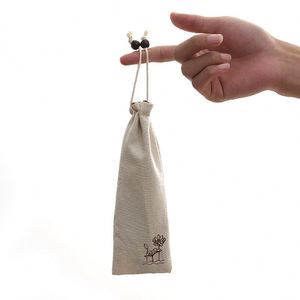 Wholesale <b>Beige</b> Linen Utensils Pouch Drawstring Bag for Cutlery Reusable <b>Storage</b> <b>Box</b> Case for Fork Spoon - Product Image 2