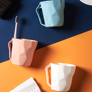 Vaso para cepillos de dientes, vaso para enjuague bucal, color sólido, blanco, azul, rosa, diseño creativo para el cuidado bucal diario - Product Image 4