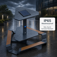 Banc solaire intelligent OEM avec charge USB et sans fil, siège extérieur en acier inoxydable pour campus et parc