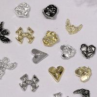 Vente en gros de breloques pour ongles en alliage 3D vintage, papillon, aile d'ange, cœur, décorations pour ongles, accessoires