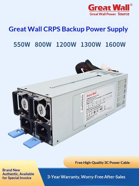 New Great Wall CRPS1 Redundant Dual Power Supply 800W 1200W 1600W Platinum Gold 80 PLUS Certified Silver/Black Power Supply