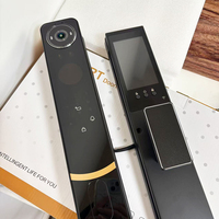 Slim deurslot Tuya AI biometrische vingerafdruksensor IP WiFi Cloud Draadloze app-bediening Push Pull Elektronische nachtschoot Goud Zwart