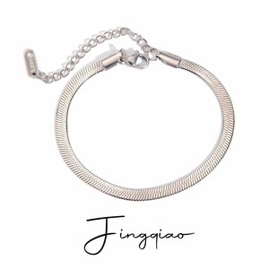 Pulsera de Cadena de Serpiente de Acero Inoxidable, Joyería Minimalista Plana Unisex, Origen Yiwu - Product Image 5