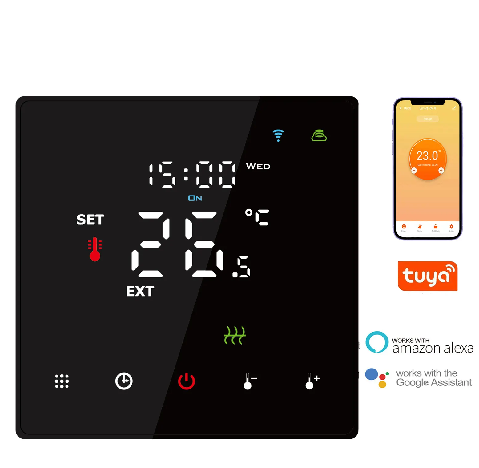 HY608 Wifi Control Heating Room Thermostat Large Digital Display Smart Heating and Water Thermostat Programmable Tuya Smart Home