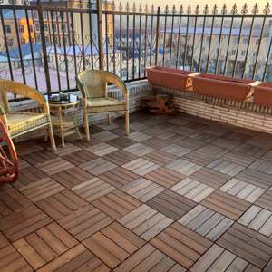 Dalles de terrasse en bois carbonisé écologiques, étanches, à emboîtement, pour extérieur, à assembler soi-même, 4 lattes - Product Image 5