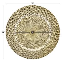 Assiettes de chargeur en plastique rondes de paon de 13 pouces pour dîner, fête de mariage, Baby Shower, anniversaire de Thanksgiving
