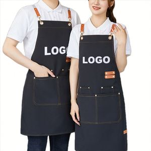 Delantales con Logotipo Personalizado de Fábrica, Unisex, Negros, Ajustables, para Técnicos de Uñas, Salón de Belleza, Barbería, Cocina, Camareros - Product Image 1