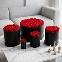 AM-PFB02B Ammy Rose éternelle en boîte cadeau ronde noire, boîtes de la Saint-Valentin, articles décoratifs de Noël, cadeau pour la fête des mères