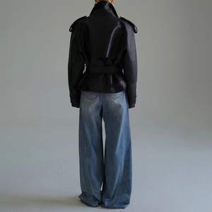 Genuine Sheepskin <strong>Mod</strong> British Lapel <strong>Jacket</strong> - 2025 Autumn Women's Oversized Tie-Waist Coat - Product Image 4