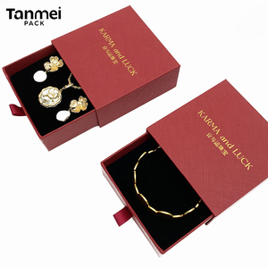 Custom Luxury Personalized Wine Red Jewelry Packaging <b>Box</b> Sliding Drawer Paper <b>Gift</b> <b>Box</b> for <b>Earring</b> Ring Necklace Bracelet - Product Image 2