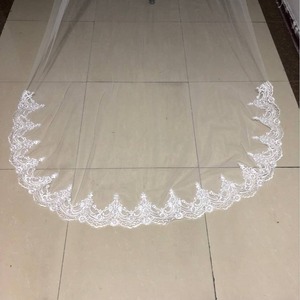 Velo da Sposa 3M a Strato Singolo con Bordo in Pizzo Bianco Avorio, Velo da Cattedrale Lungo, Accessori da Sposa Economici, <span class=keywords><strong>Veu</strong></span> De Noiva - Product Image 3