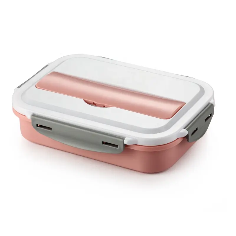 Plastic Metalen Bento 3 4 Compartiment Rvs Lekvrij Lunchbox Kleurrijke Voedsel Verpakking Voor Kantoor Servies Sets