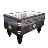 Machine de jeu de football de table en verre avec éclairage LED coloré et commande manuelle