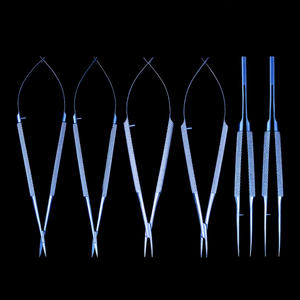 Ophthalmologische Mikro-Kornealscheren aus Titanlegierung, Mikrochirurgisches Instrumentenset, chirurgische Nadelhalter und Zangen im Etui - Product Image 1