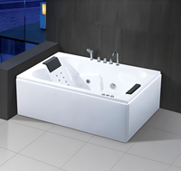 Baignoire à remous moderne portable intérieure/extérieure en acrylique autoportante avec 12 jets de massage et fonctions cascade, design d'aquarium pour hôtels