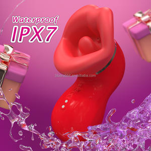Grosir Vibrator dewasa 3-in-1 desain bibir merah baru mengisap lidah tusukan Stimulator klitoris - Product Image 5
