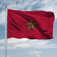 Drapeau du Maroc BOLISI 3x5 pieds (90x150cm) en polyester imperméable et écologique avec mât en aluminium, design personnalisable, drapeau national