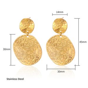 Luxury 18K Gold Plated Geometric Trendy Stainless Steel Drop Coin Pendant Earrings Niche <b>Fashion</b> <b>Jewelry</b> for Women - Product Image 4