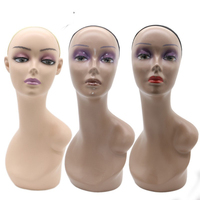 Mannequin féminin réglable en PVC avec maquillage gonflable grande taille perruque et chapeau présentoir modèle de tête en plastique pour accessoires