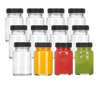Mini-bouteilles en verre transparent de 2 oz avec bouchons noirs, à large ouverture, étanches, cylindriques, pour shots de bien-être au gingembre, jus, impression sérigraphique