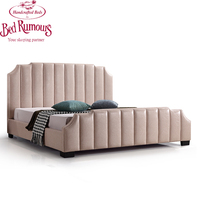 Vente en gros de têtes de lit capitonnées en velours et en cuir, taille Queen et King, avec matelas