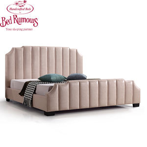 סיטונאי מרופד ראש המיטה מלכת מלך גודל קטיפה עור מיטת מסגרת עם מזרן - Product Image 6