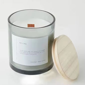 Venta al por mayor de fábrica: Frascos de vidrio esmerilado de 200ml, 300ml, 375ml con tapa de madera, color personalizado, para velas. - Product Image 2