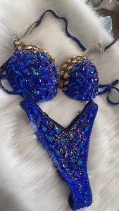 Bikinis Sexys, Disfraz de <span class=keywords><strong>Samba</strong></span>, Envío Gratis, Perlas Hechas a Mano, Color Rosa, Sujetador y Tanga para Actuaciones, Ropa para Fiestas EDC Rave - Product Image 4